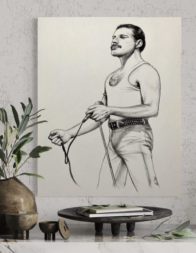Freddie Mercury -16x20 -charcoal on illustration board - $600