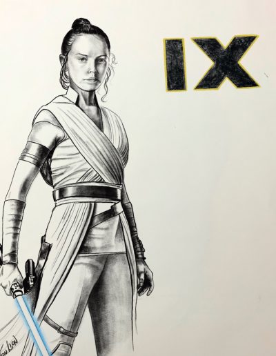 Rey Skywalker - Charcoal drawing- 16x20- $500
